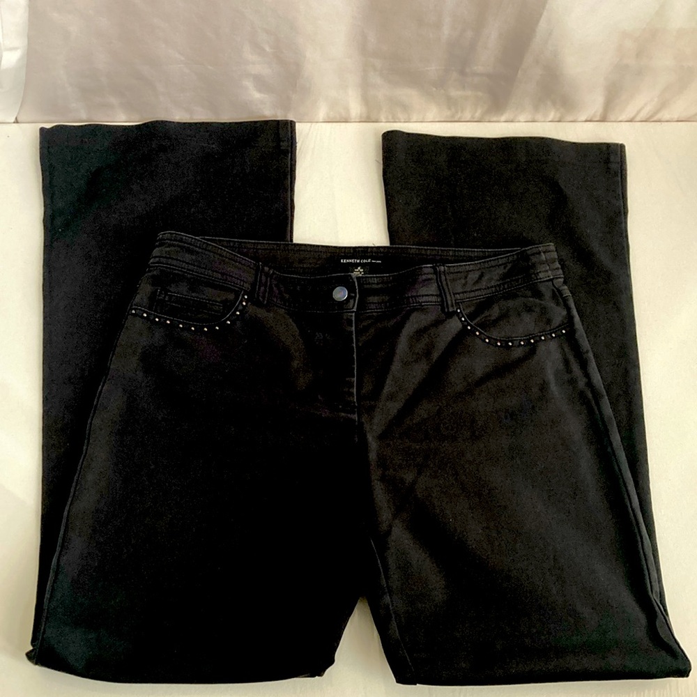 Kenneth Cole NY Studded Flare Bottom Dress Pants Size 6 Black